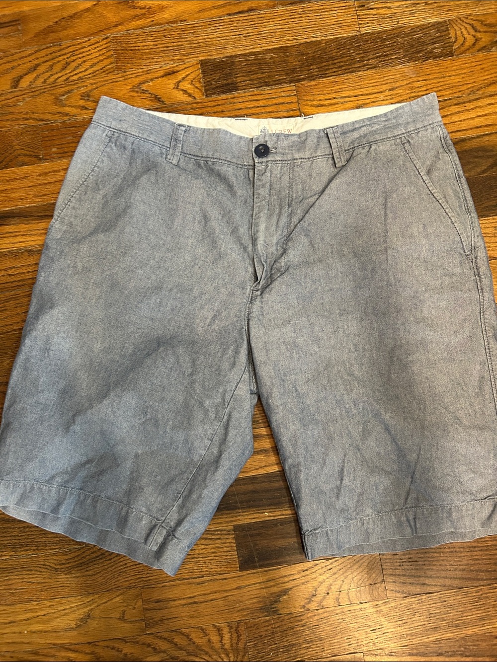 J. Crew Men's Chambray Flat-Front Shorts in Light Blue